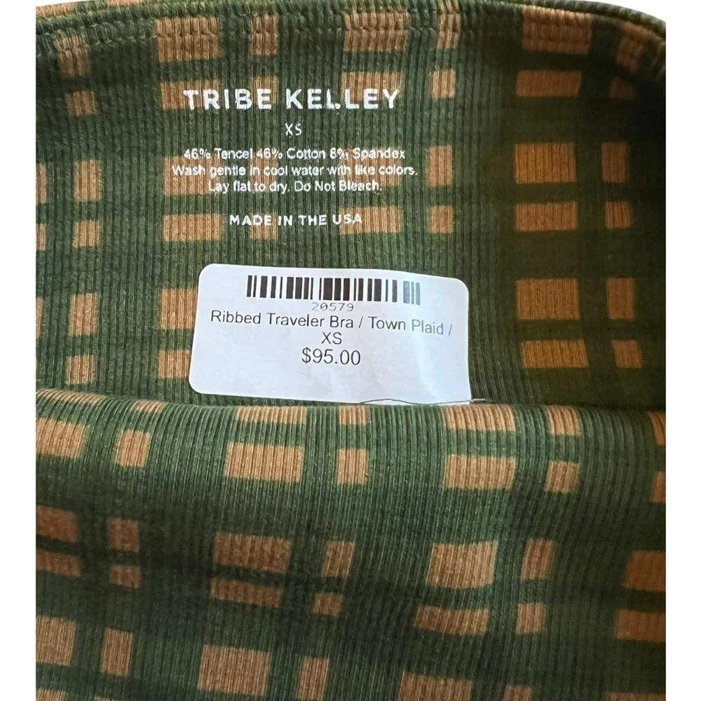 Tribe Kelley Set Ribbed Flare Leggings & Bra Set – Town Plaid – XS - Picture 8 of 9